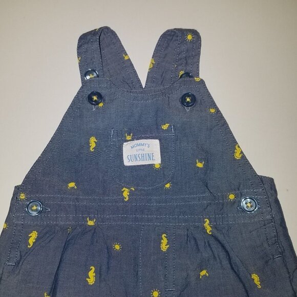 Carter's Just One You Mommy's Little Sunshine Seahorse Romper Baby 3 Months Blue - Picture 2 of 6